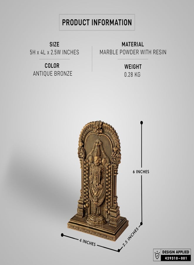 SILAII Lord Sri Venkateswara Divine Sculpture - 6 Inch - Antique Bronze | Tirupati Balaji Idol | Home Decor, Pooja Mandir & Gift Purpose - Image 2